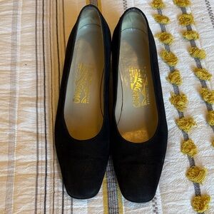 Salvatore Ferragamo Black Suede Heels